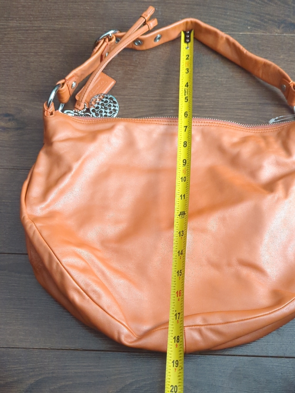 Coach Ali Orange Leather Hobo Shoulder Bag - Picture 12 of 15